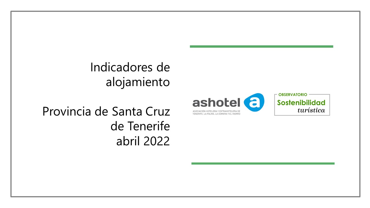 Indicadores de alojamiento provincia de Santa Cruz de Tenerife abril de 2022.