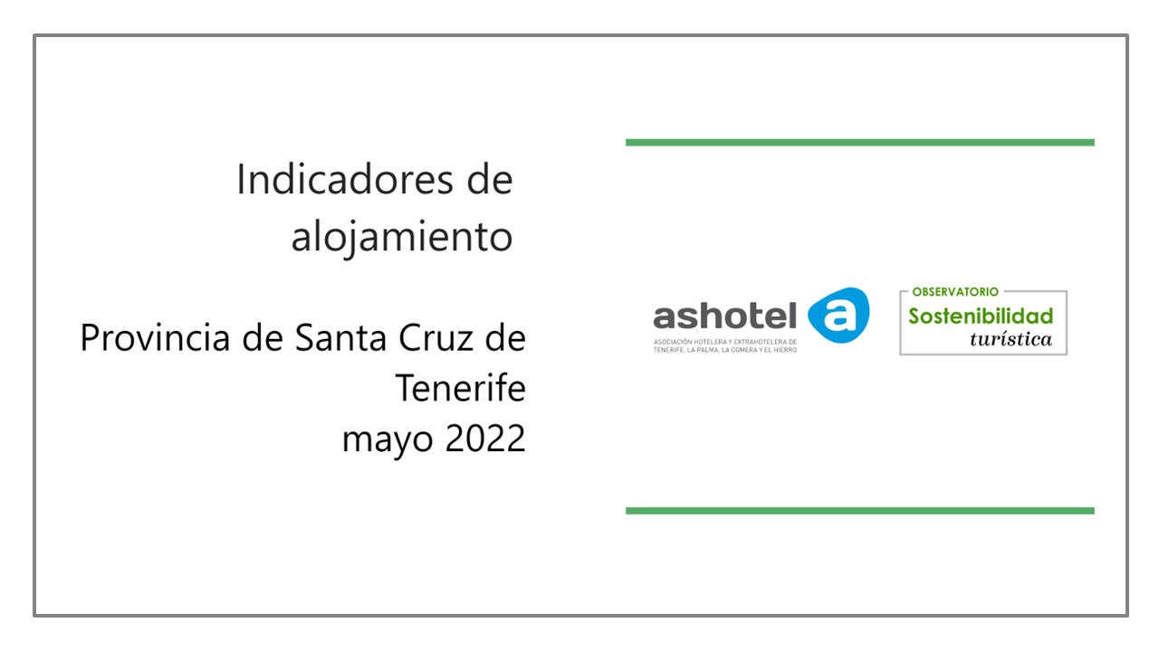 Indicadores de alojamiento provincia de Santa Cruz de Tenerife mayo de 2022.