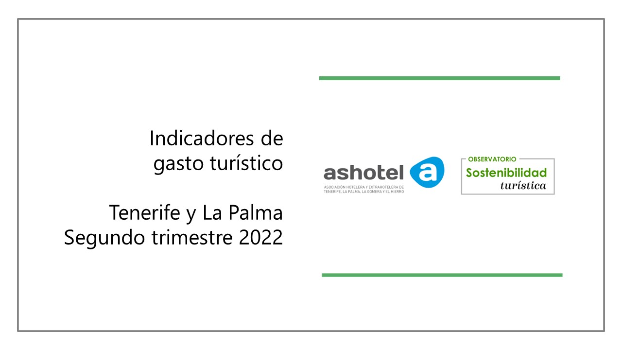 Indicadores de gasto turístico Tenerife y La Palma segundo trimestre año 2022.