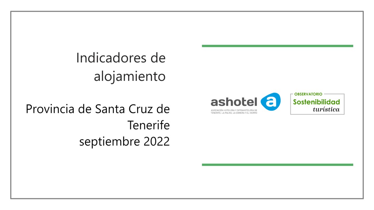Indicadores de alojamiento provincia de Santa Cruz de Tenerife septiembre de 2022.