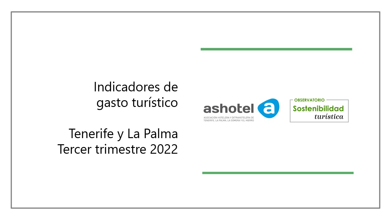Indicadores de gasto turístico Tenerife y La Palma tercer trimestre año 2022.