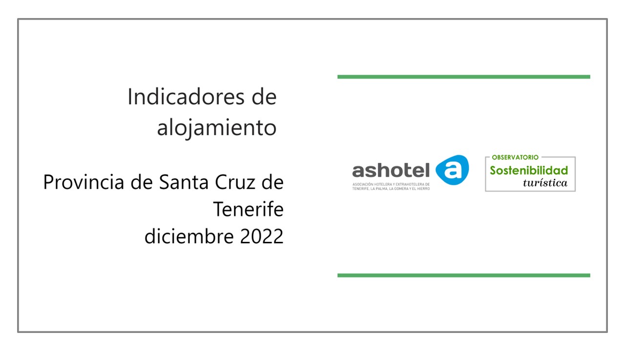 Indicadores de alojamiento provincia de Santa Cruz de Tenerife diciembre de 2022.