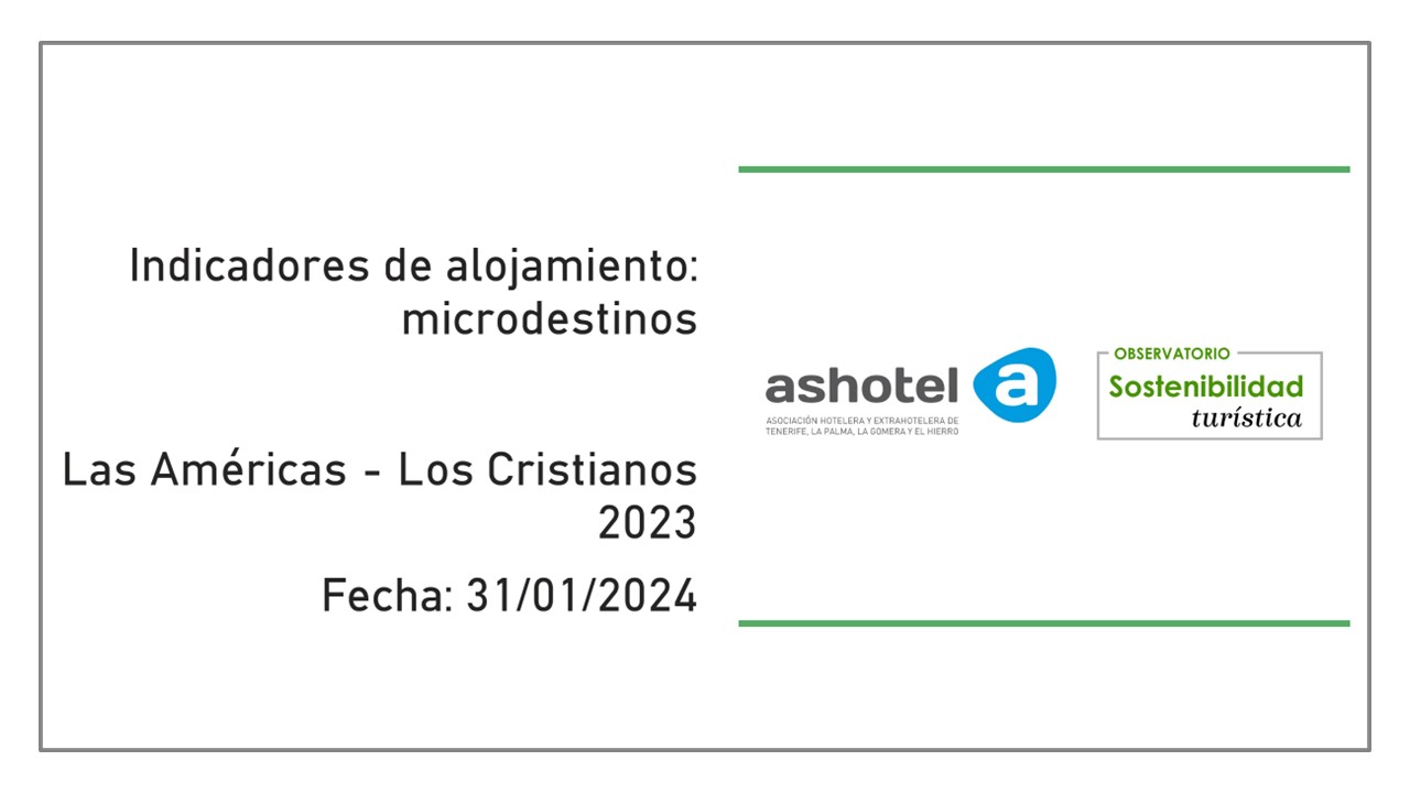 Indicadores del microdestino Las Américas Los Cristianos año 2023