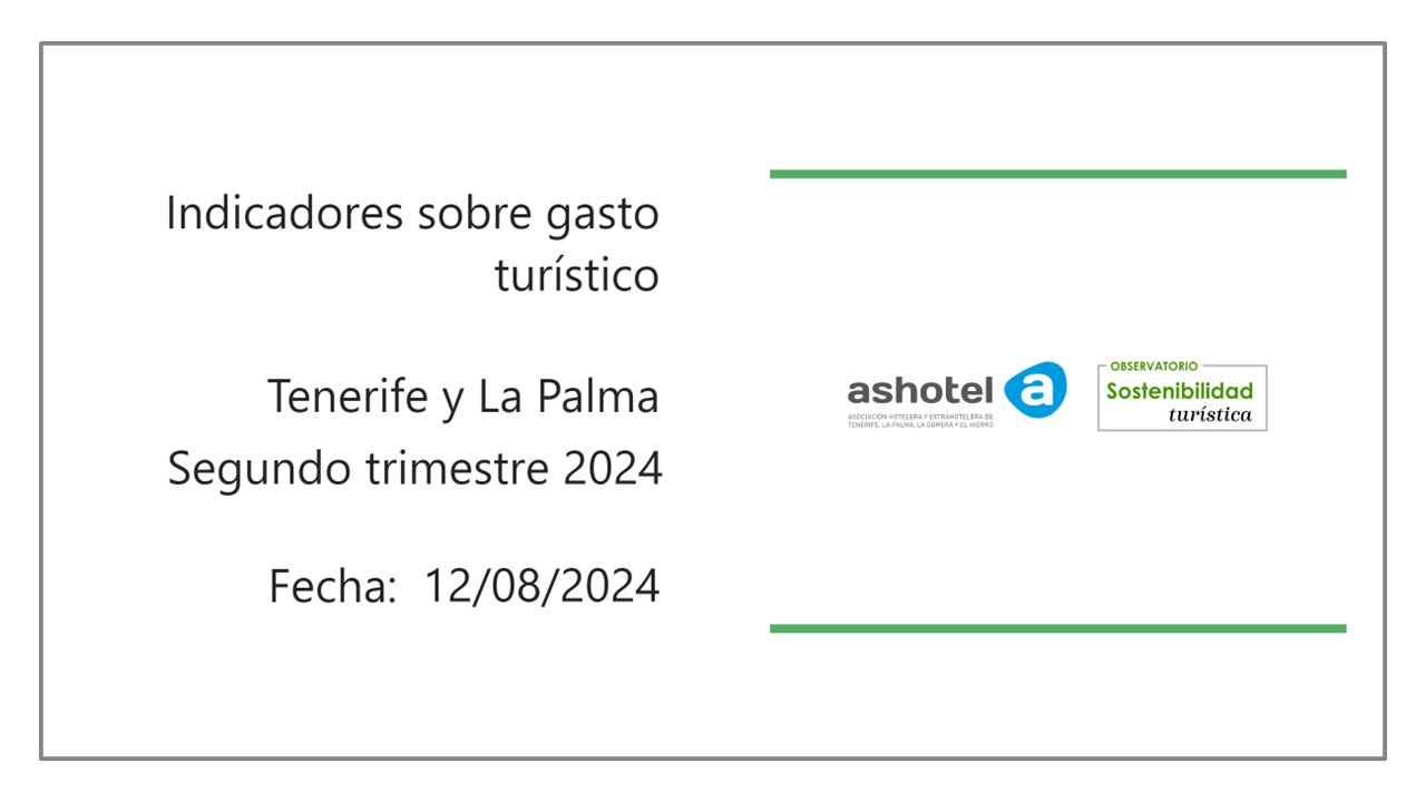 Indicadores de gasto turístico Tenerife y La Palma segundo trimestre año 2024.