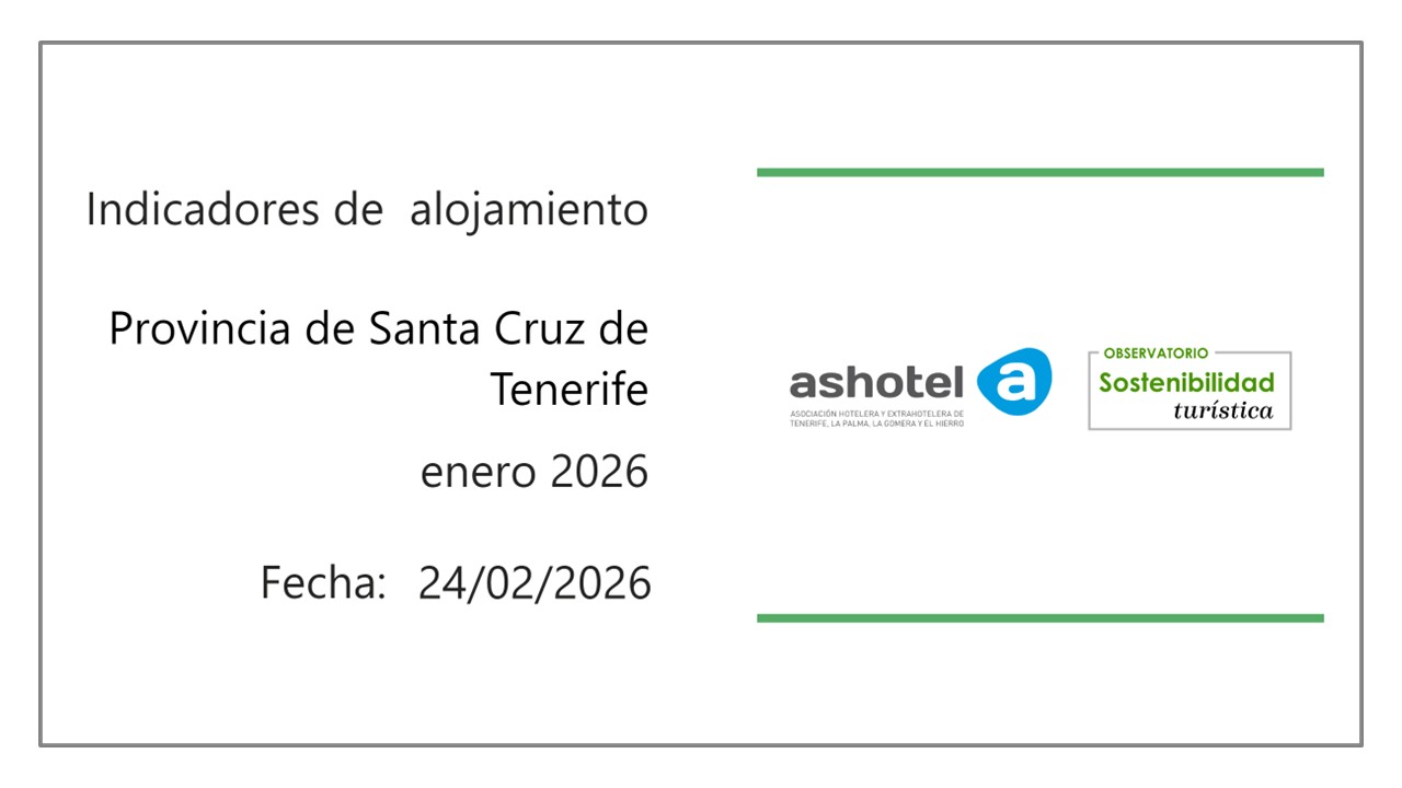 Indicadores de alojamiento provincia de Santa Cruz de Tenerife enero de 2026.